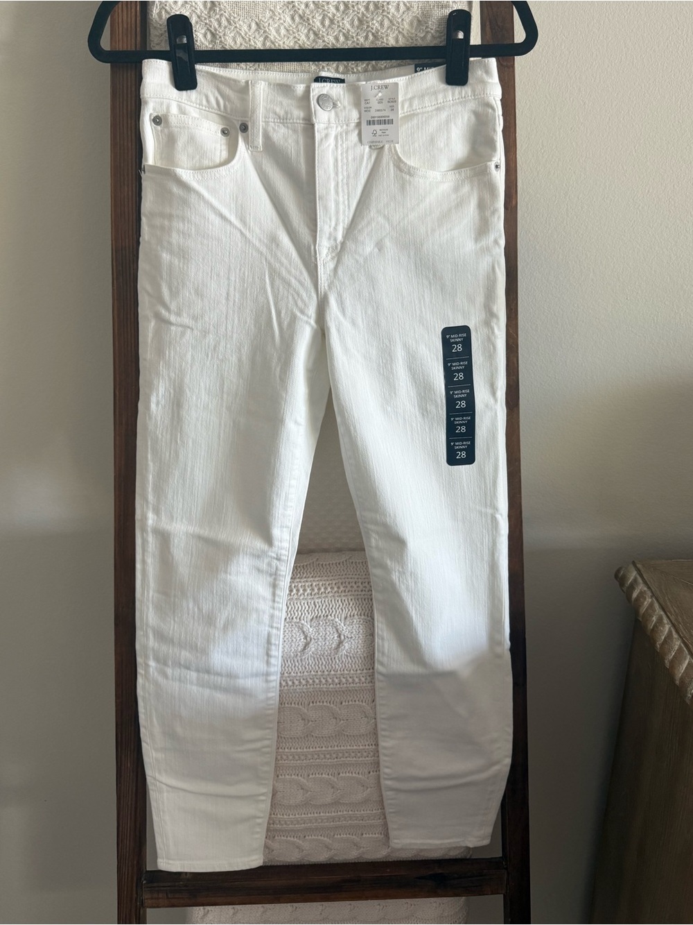 NWT J. Crew White 9” Mid-Rise Skinny Jeans